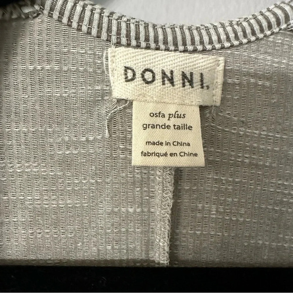 Donni Women's 3/4 Sleeve Gray Ribbed Open Cardigan w/ Pockets Sz OSFA Plus GUC - Picture 4 of 9
